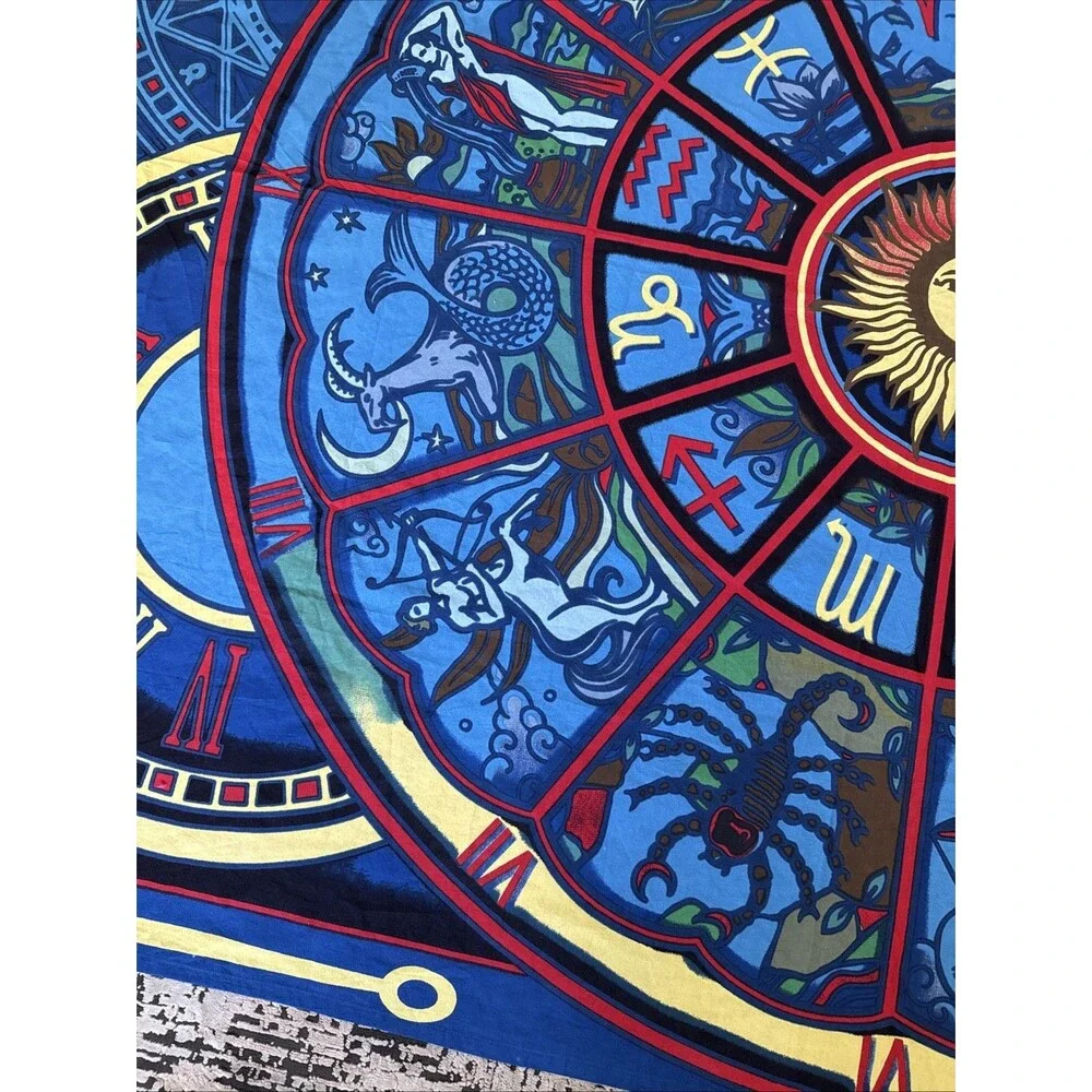 Zodiac Clockwork Tapestry Boho Tapestry Wall Hanging Sun Moon Decor` 60”x90”